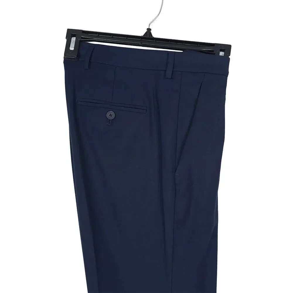 Perry Ellis Mens Slim Fit Dress Pants 34x30 Eclipse Blue Stretch Micro Twill NWT